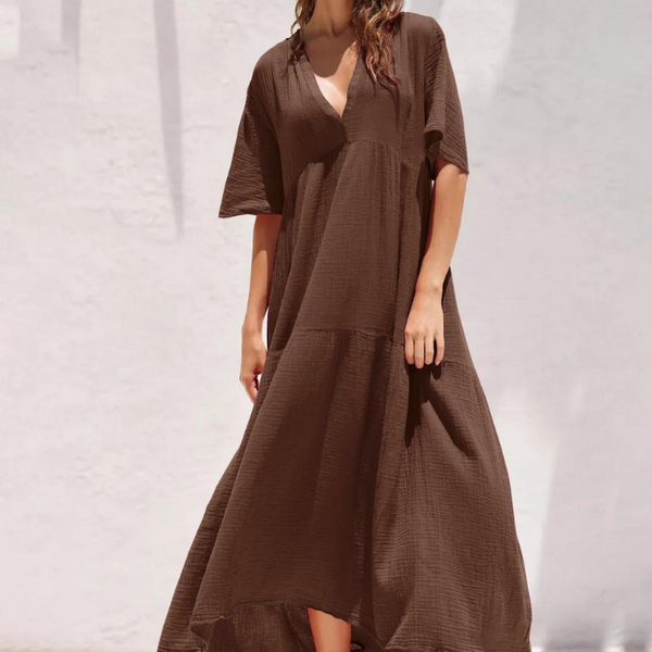 Robe en gaze de coton marron