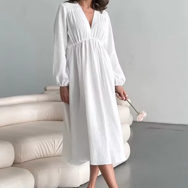 Robe longue blanche gaze de coton femme