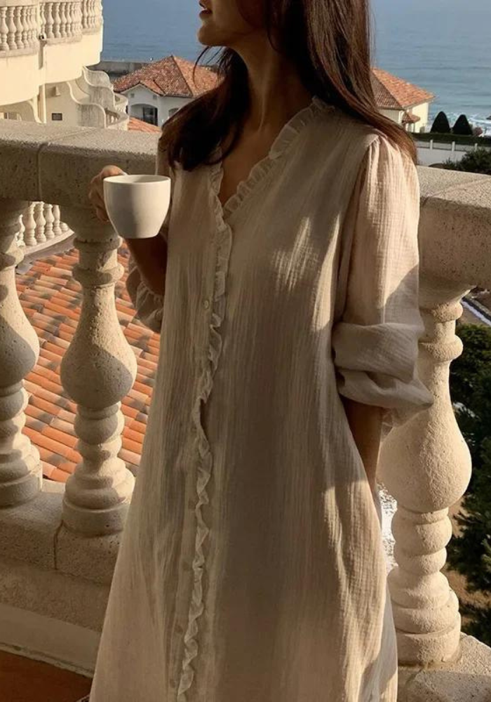 Gaze Robe Coton Grande Taille Pas Cher Robe De Chambre Femme