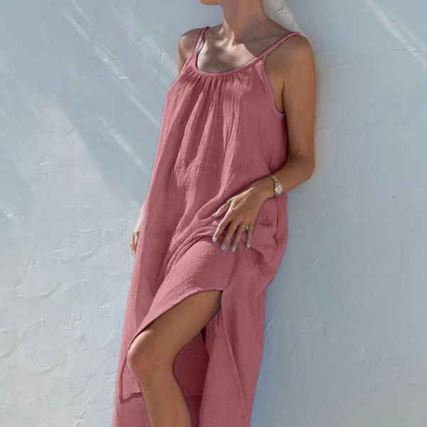 robe longue en gaze de coton rose