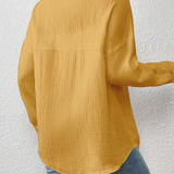 Chemise en gaze de coton jaune moutarde pour femme