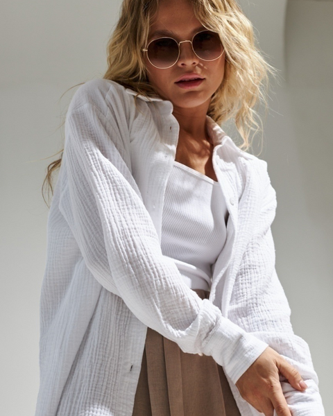 Chemise gaze de coton blanche femme
