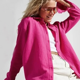 Chemise gaze de coton rose fushia