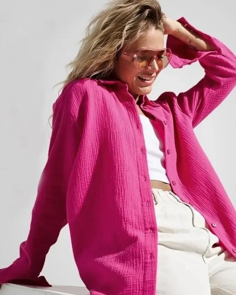 Chemise gaze de coton rose fushia
