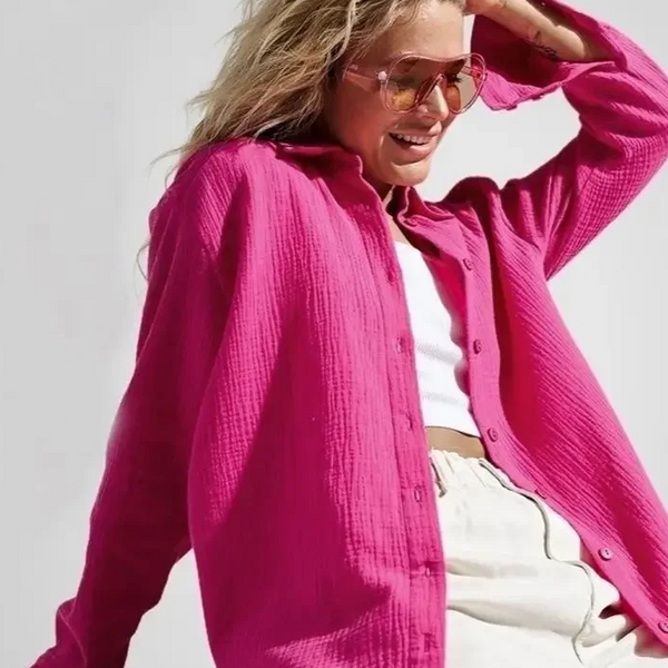 Chemise gaze de coton rose fushia