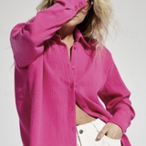 Chemise gaze de coton rose fushia femme