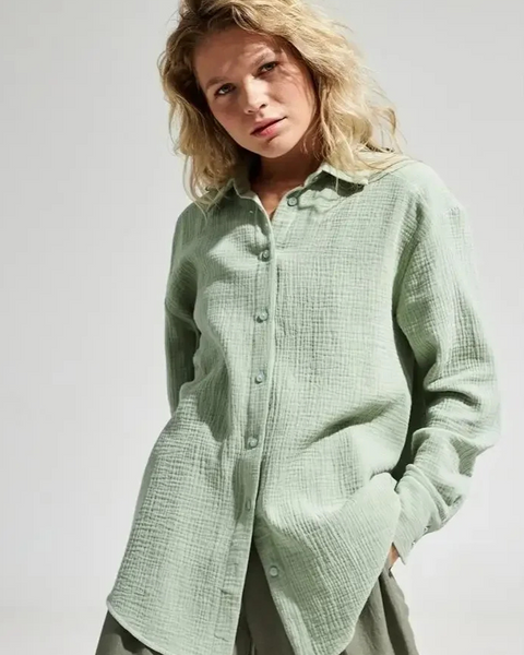 Chemise gaze de coton verte