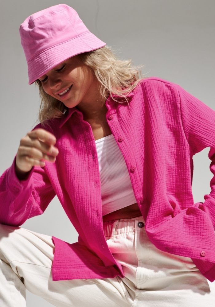Blouse gaze de coton rose fushia