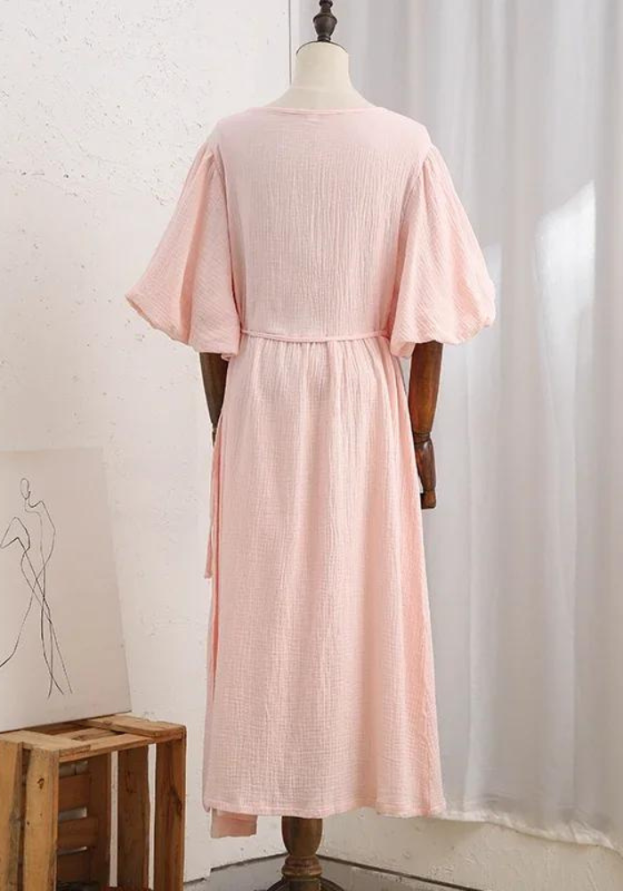 Robe rose d'été en gaze de coton