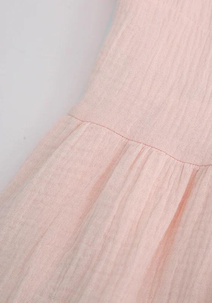 Robe rose d'été en gaze de coton