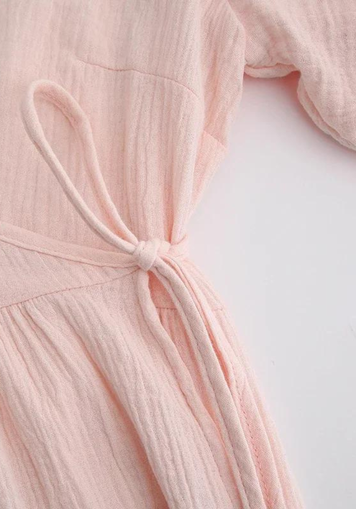 Robe rose d'été en gaze de coton