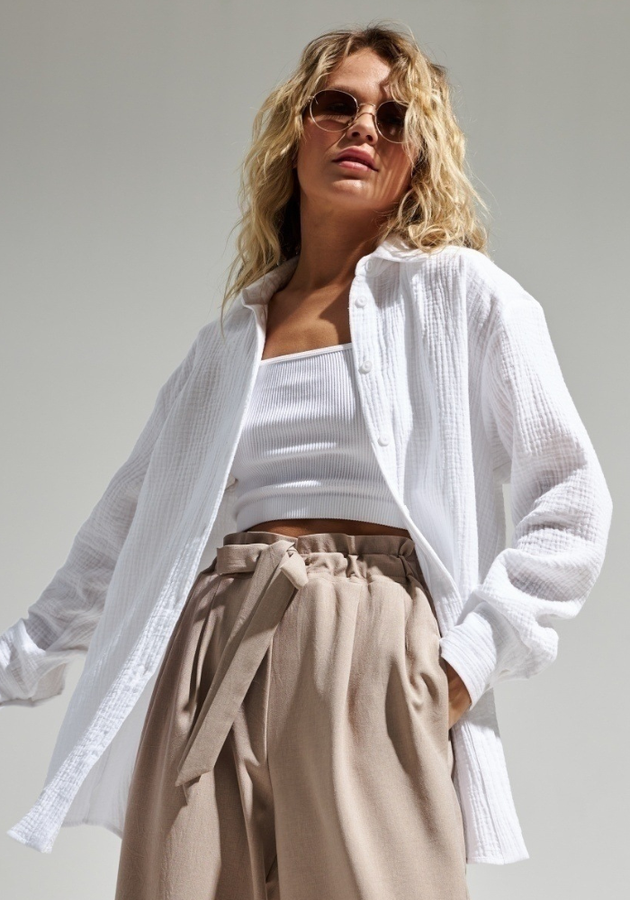 Chemise gaze de coton blanche femme