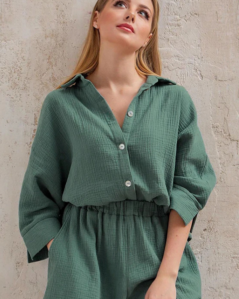 Ensemble chemise short gaz de coton