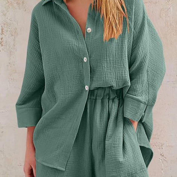 Ensemble chemise short gaz de coton