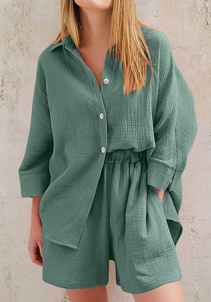 Ensemble chemise short gaze de coton
