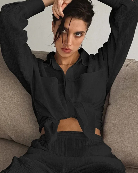 Ensemble gaze de coton noir