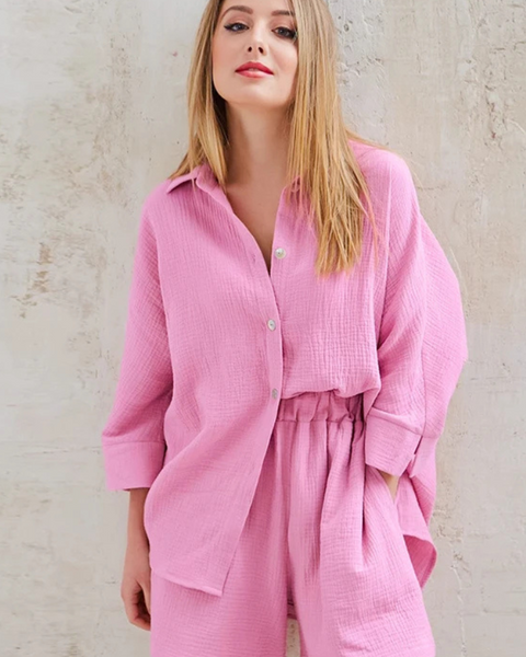 Ensemble gaze de coton rose