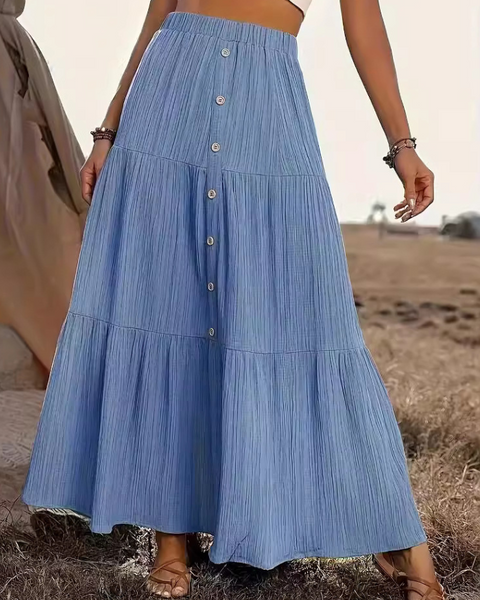 Jupe longue bleu ciel gaze de coton