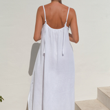 Robe ample gaze de coton blanche de dos