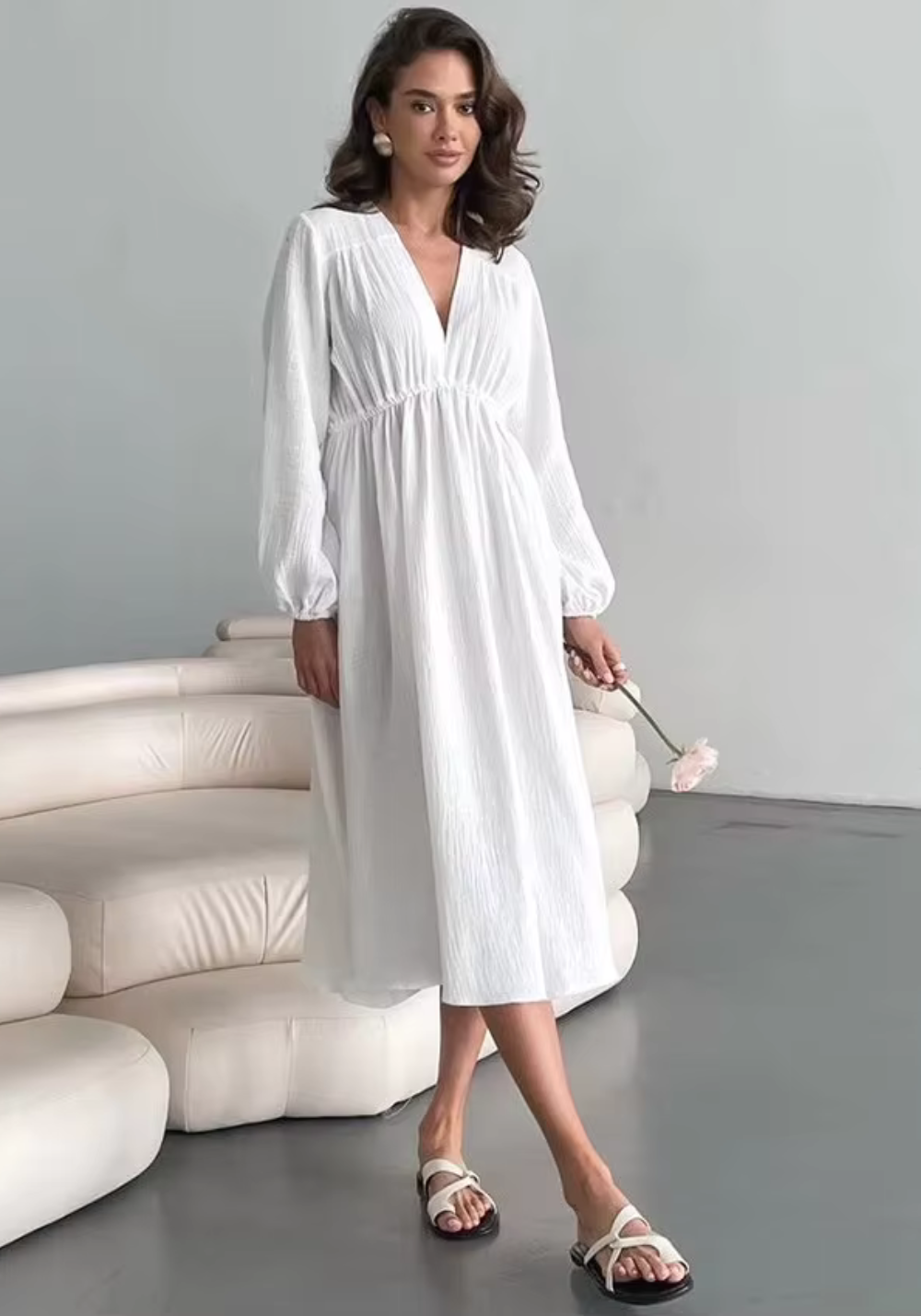 Gasa Robe Robe longue blanche gaze de coton – Robe Gaze de Coton