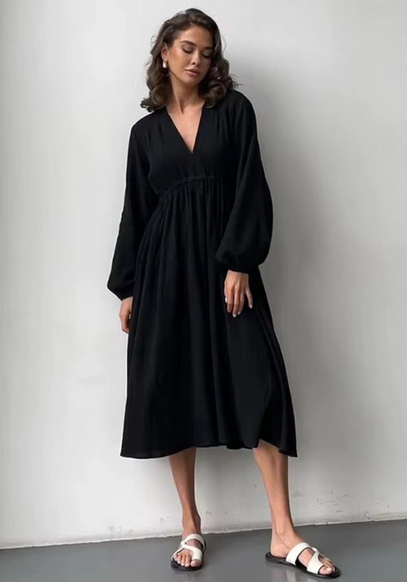 Robe noire gaze de coton femme