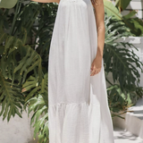 Robe midi blanche gaze de coton