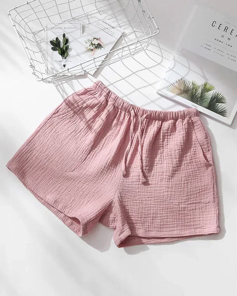 Short en gaze de coton rose