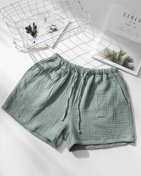 Short en gaze de coton vert sauge