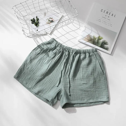 Short en gaze de coton vert sauge