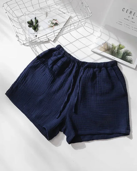 Short gaze de coton femme bleu foncé