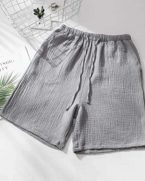 Short long en gaze de coton gris