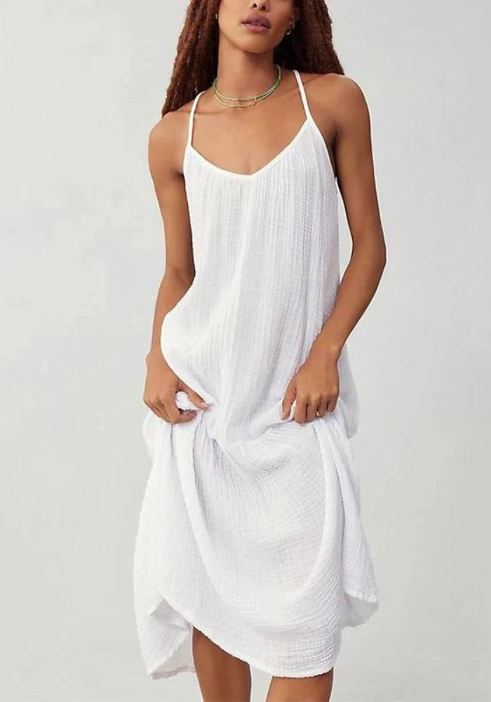 Robe blanche gaze de coton femme