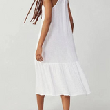 Robe blanche gaze de coton femme de dos