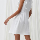 Robe chemise gaze de coton blanche de dos