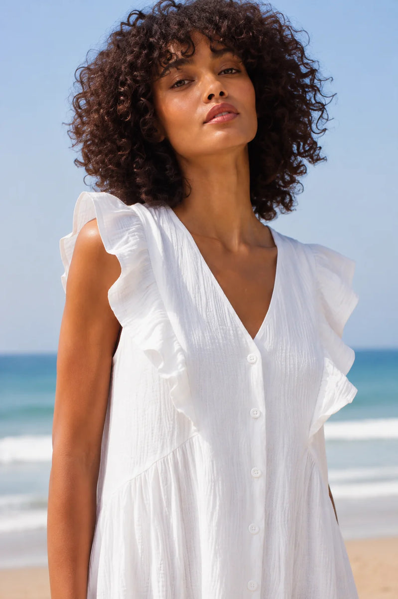 Robe chemise gaze de coton blanche