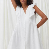 Robe chemise gaze de coton blanche courte