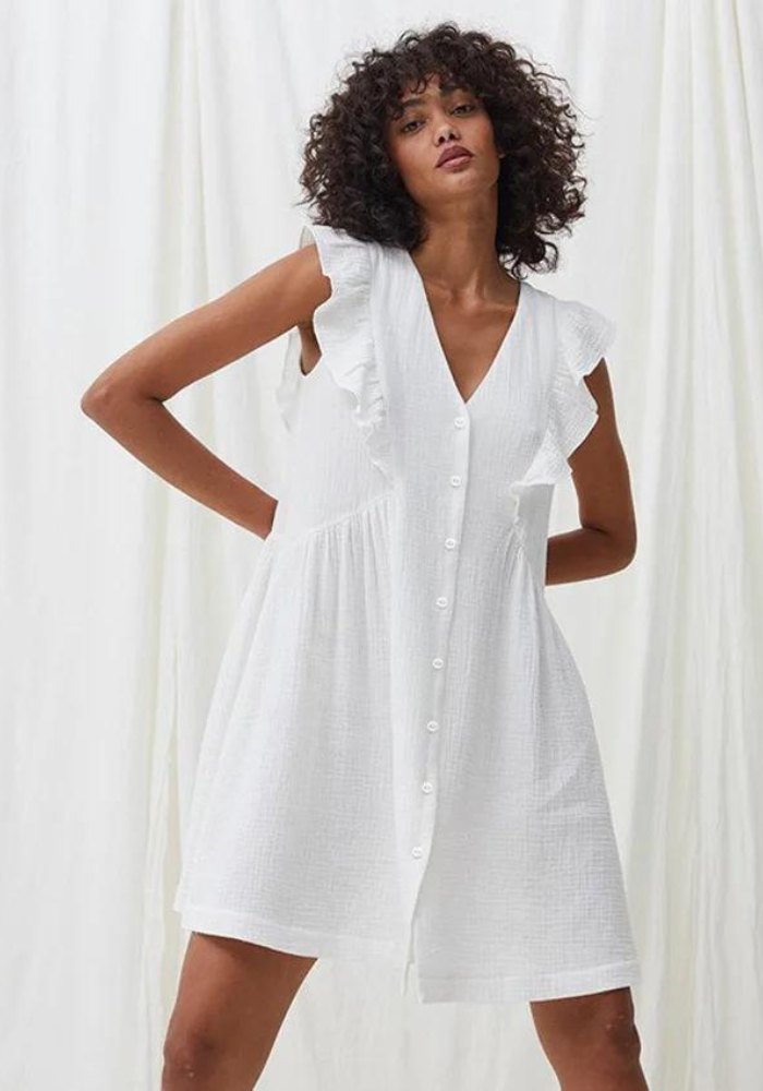 Robe chemise gaze de coton blanche