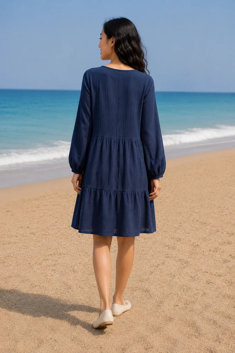 Robe double gaze de coton rose