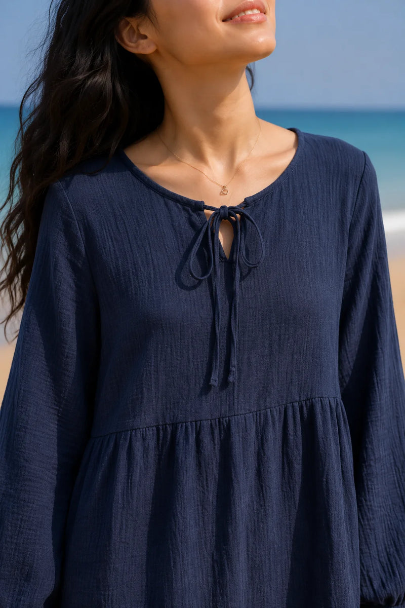 Robe double gaze de coton rose