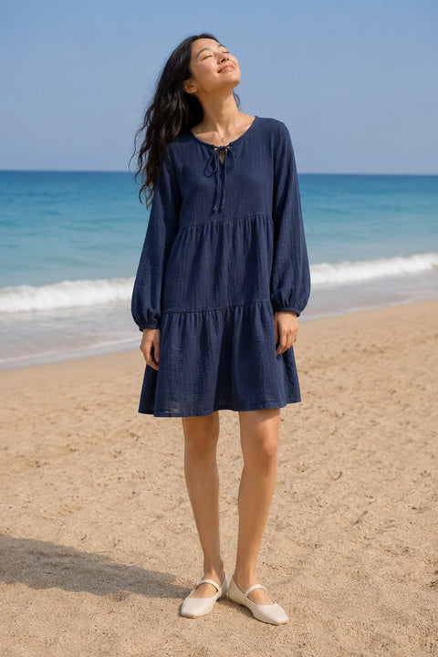 Robe double gaze de coton rose