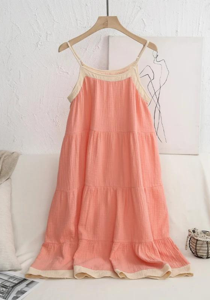 Robe double gaze de coton rose