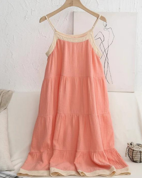 Robe double gaze de coton rose