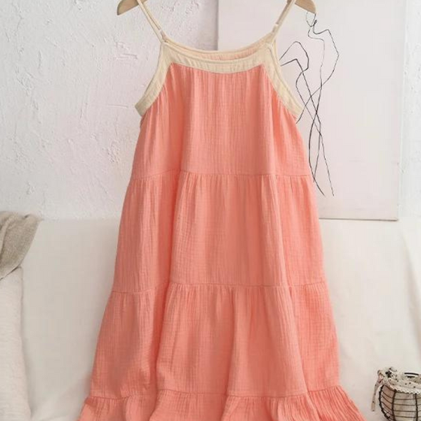 Robe double gaze de coton rose