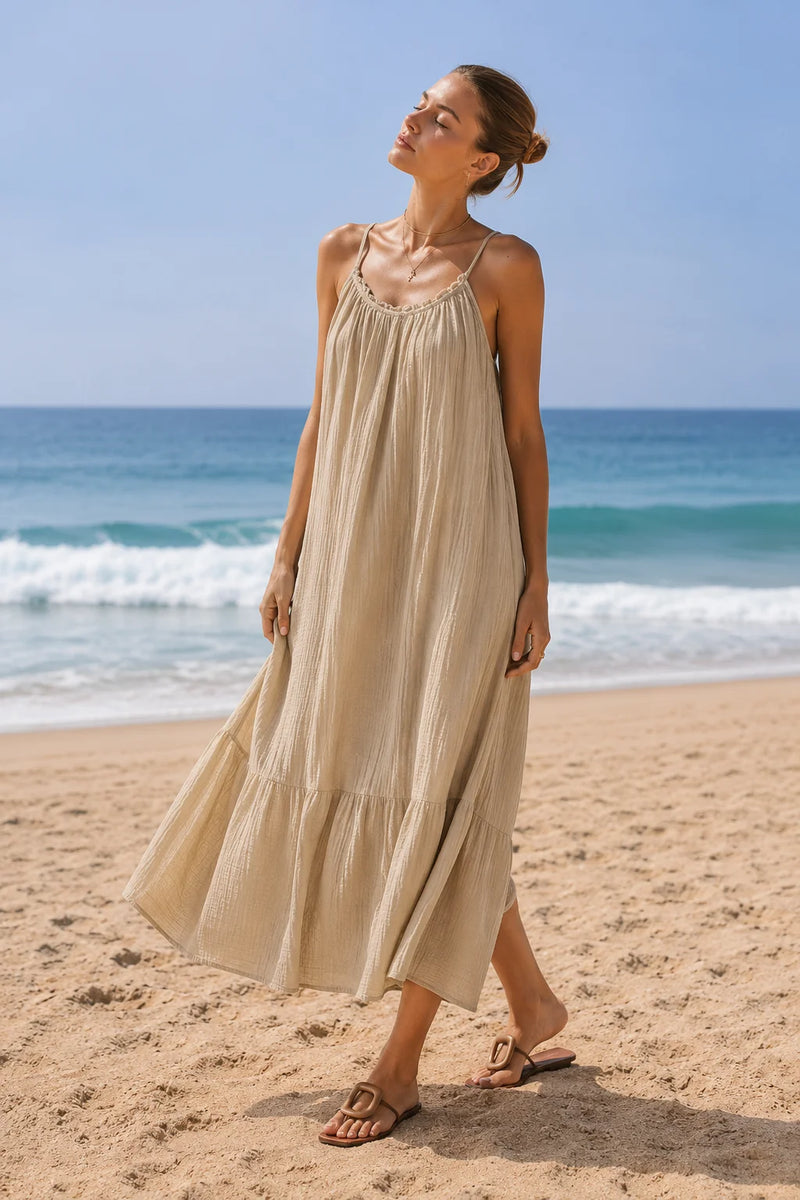 Robe gaze de coton beige