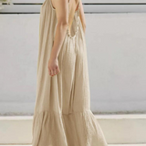 Robe gaze de coton beige de dos