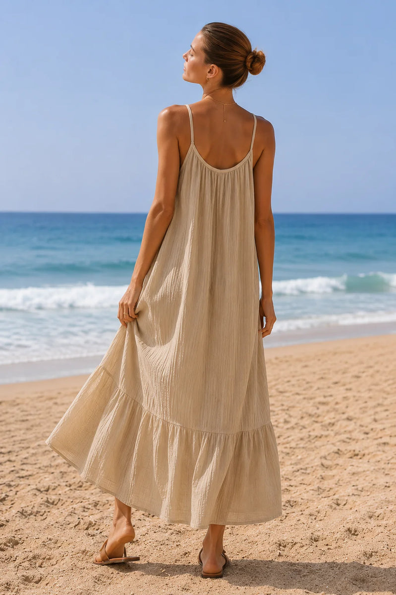 Robe gaze de coton beige