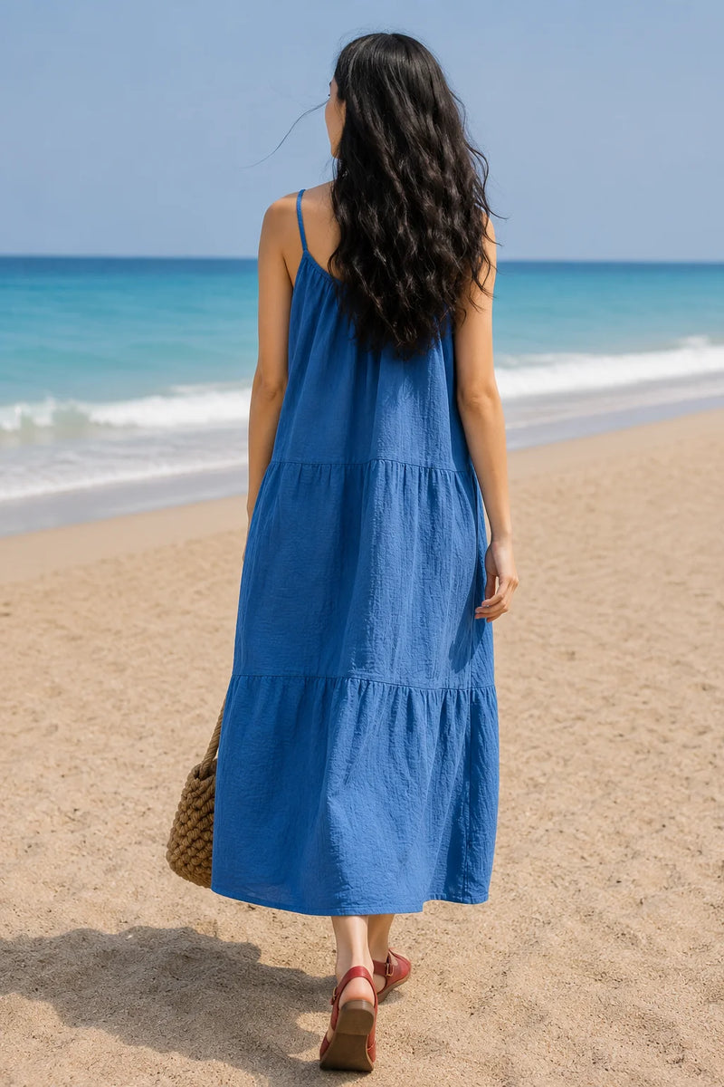 Robe gaze de coton bleu