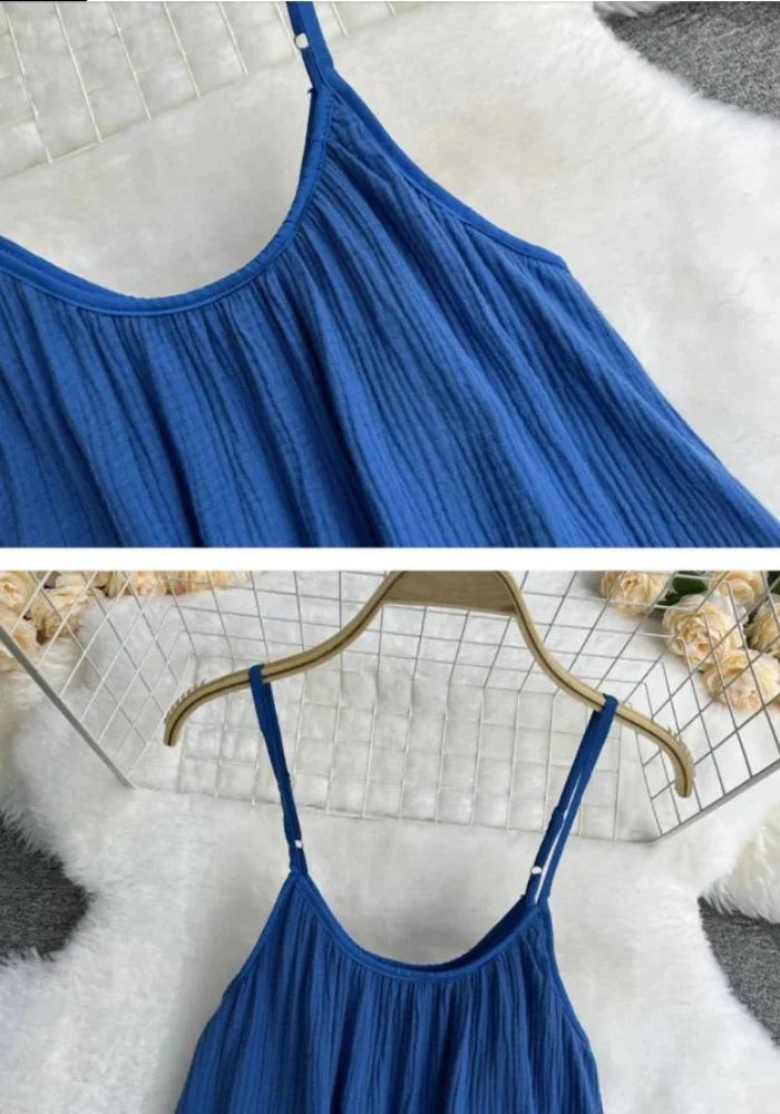 Robe gaze de coton bleu
