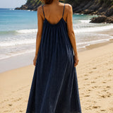 Robe gaze de coton bleu foncé