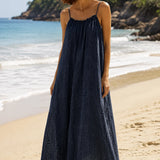Robe gaze de coton bleu foncé